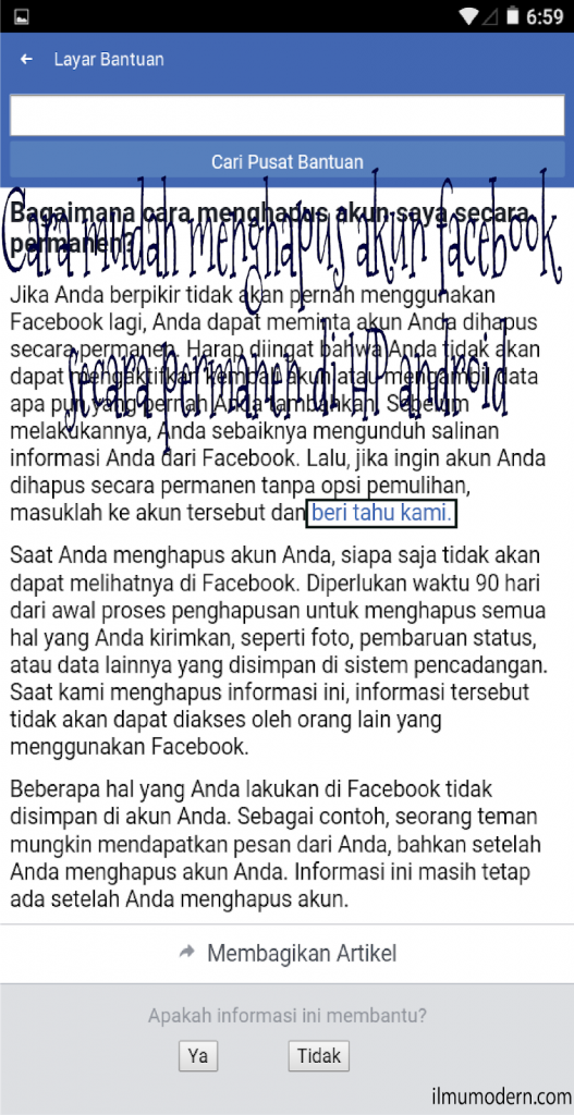 Cara mudah menghapus akun facebook secara permanen di HP android 