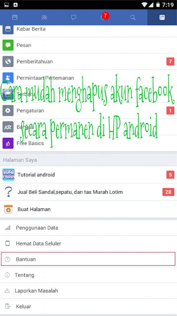 Cara mudah menghapus akun facebook secara permanen di HP android 